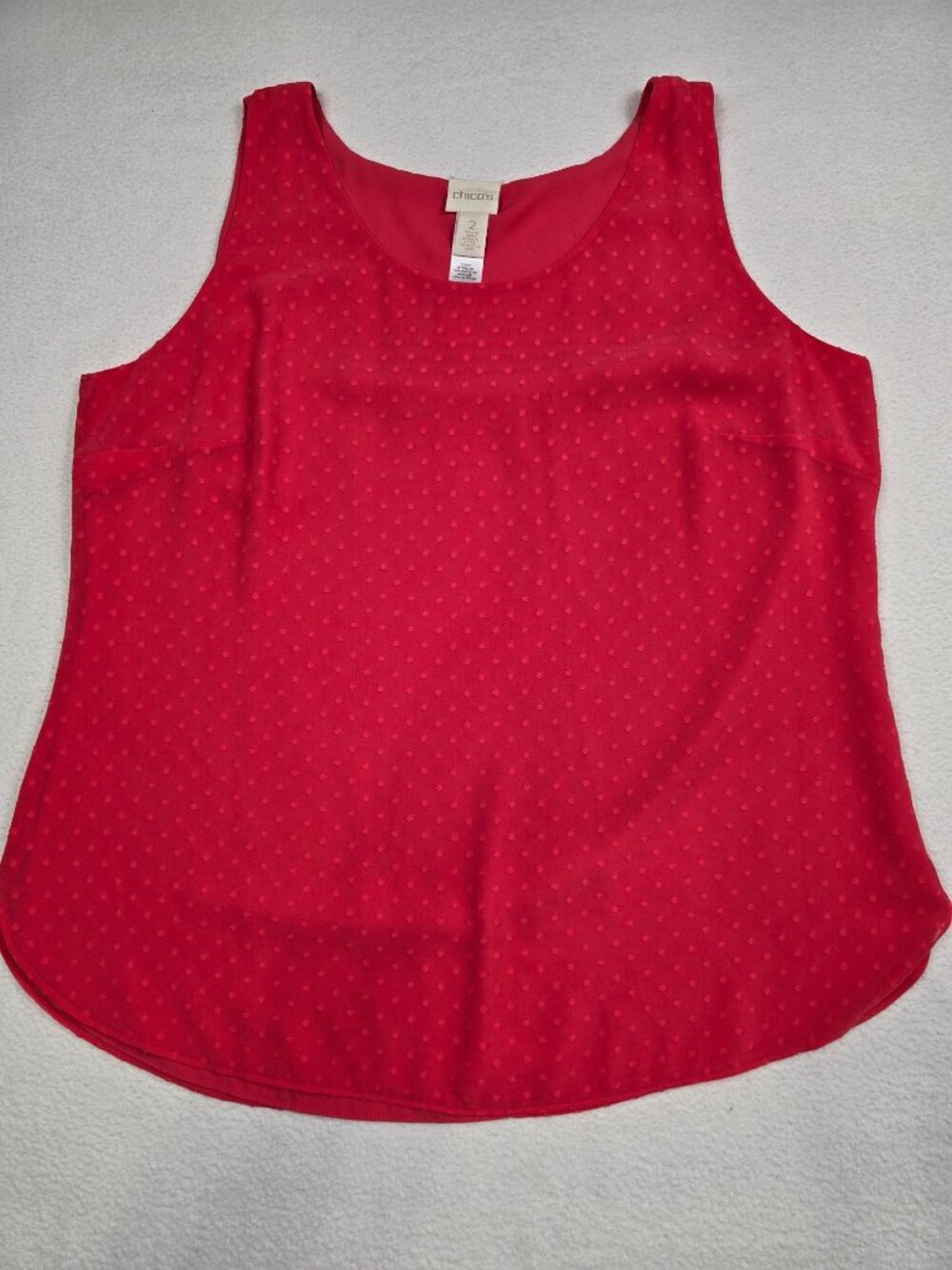 Chicos Coral Sleeveless Polka Dot Tank Top Size 2 Large